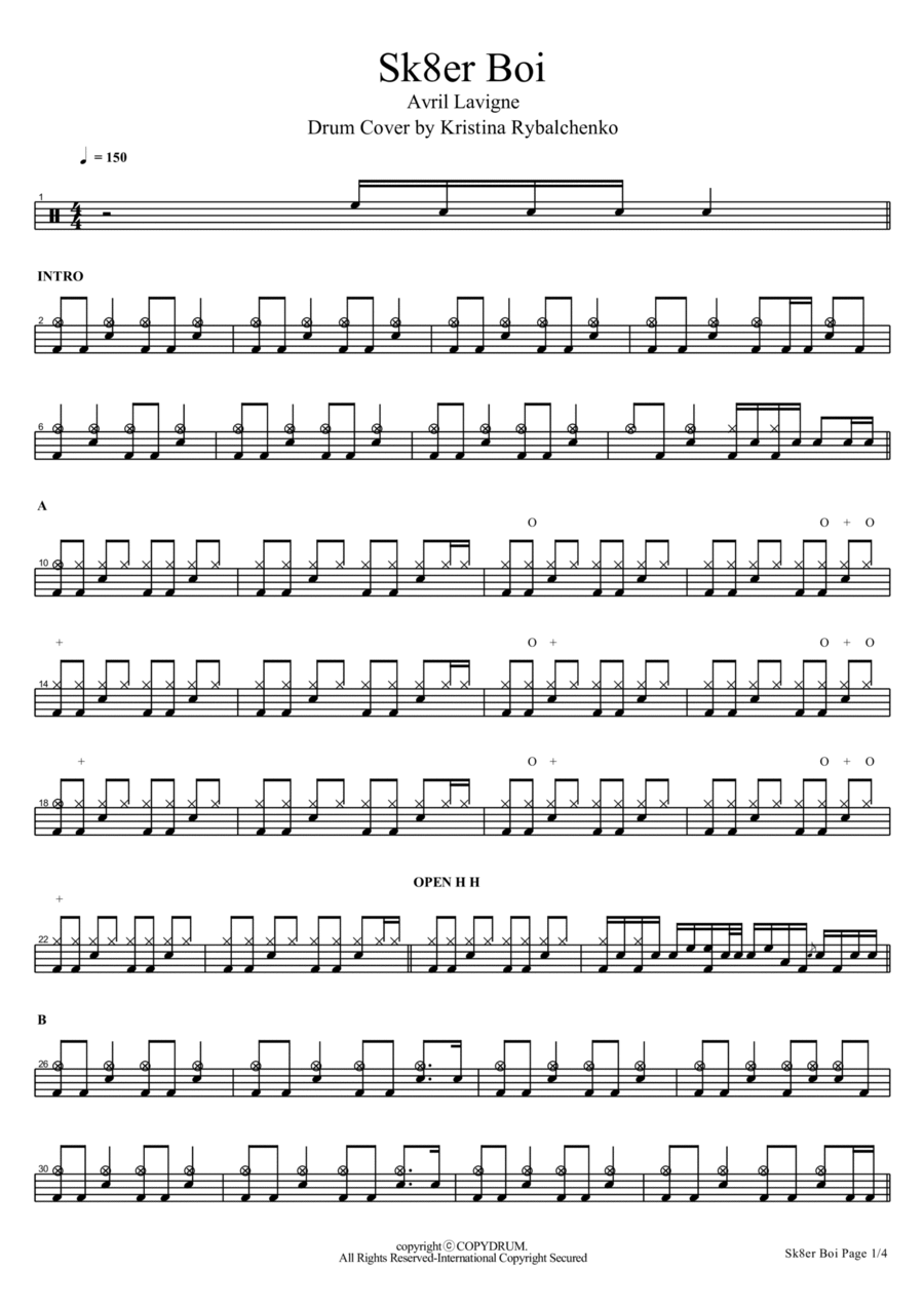 Sk8er Boi Drum Set scores gallery preview page 1