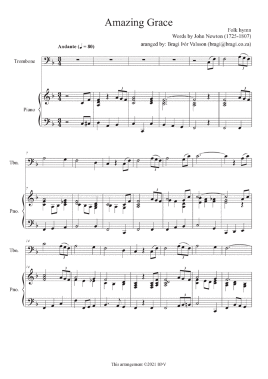 Five Sacred Songs - trombone with piano accompaniment image number null