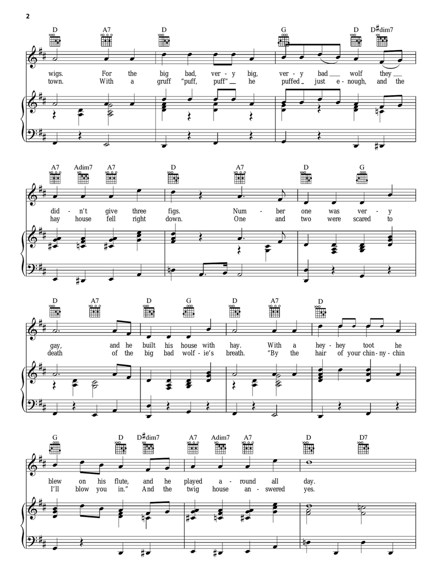 Who's Afraid Of The Big Bad Wolf? (from Three Little Pigs) Piano, Vocal, Guitar scores gallery preview page 2