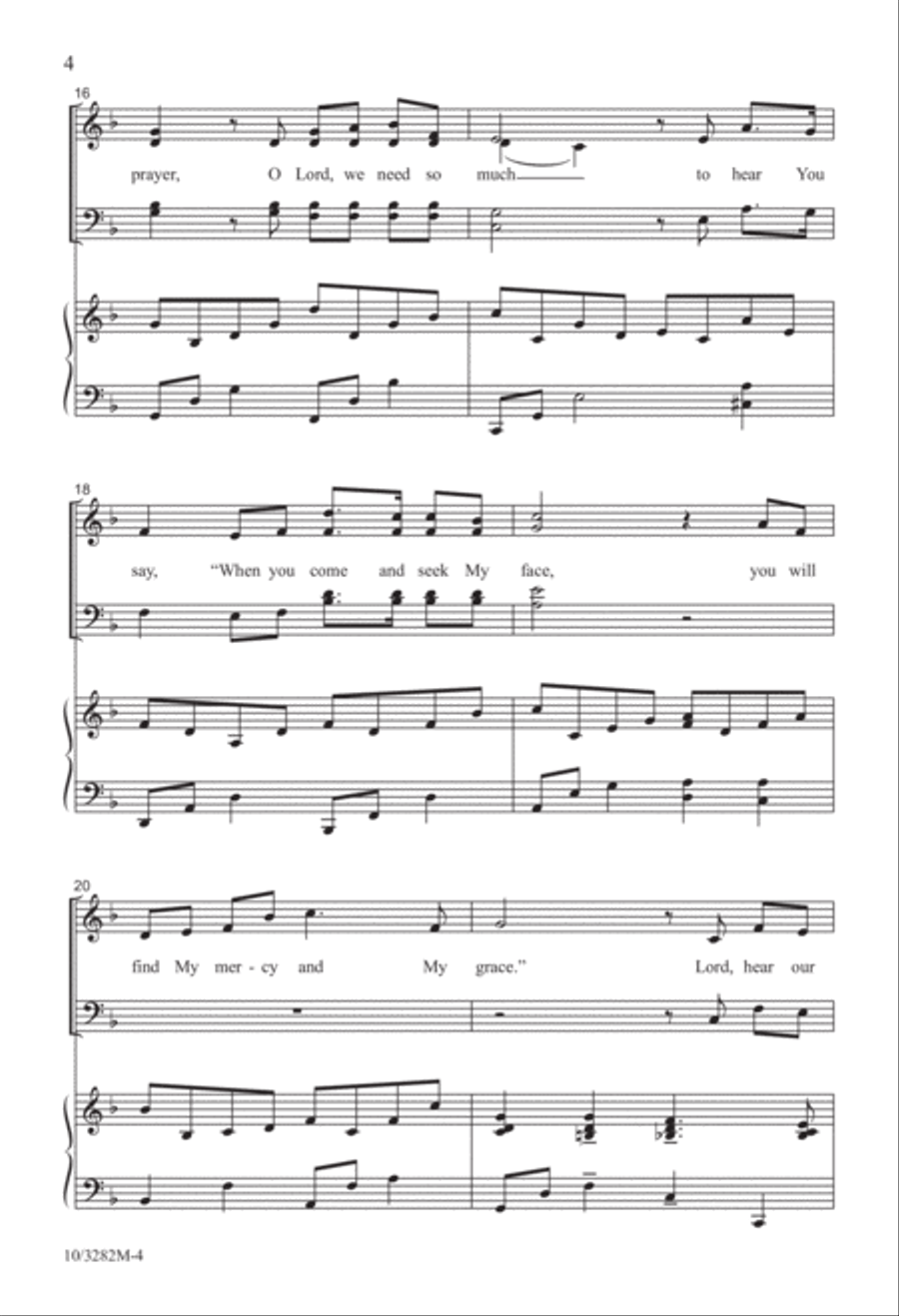 Hear Our Prayer 4-Part scores gallery preview page 4