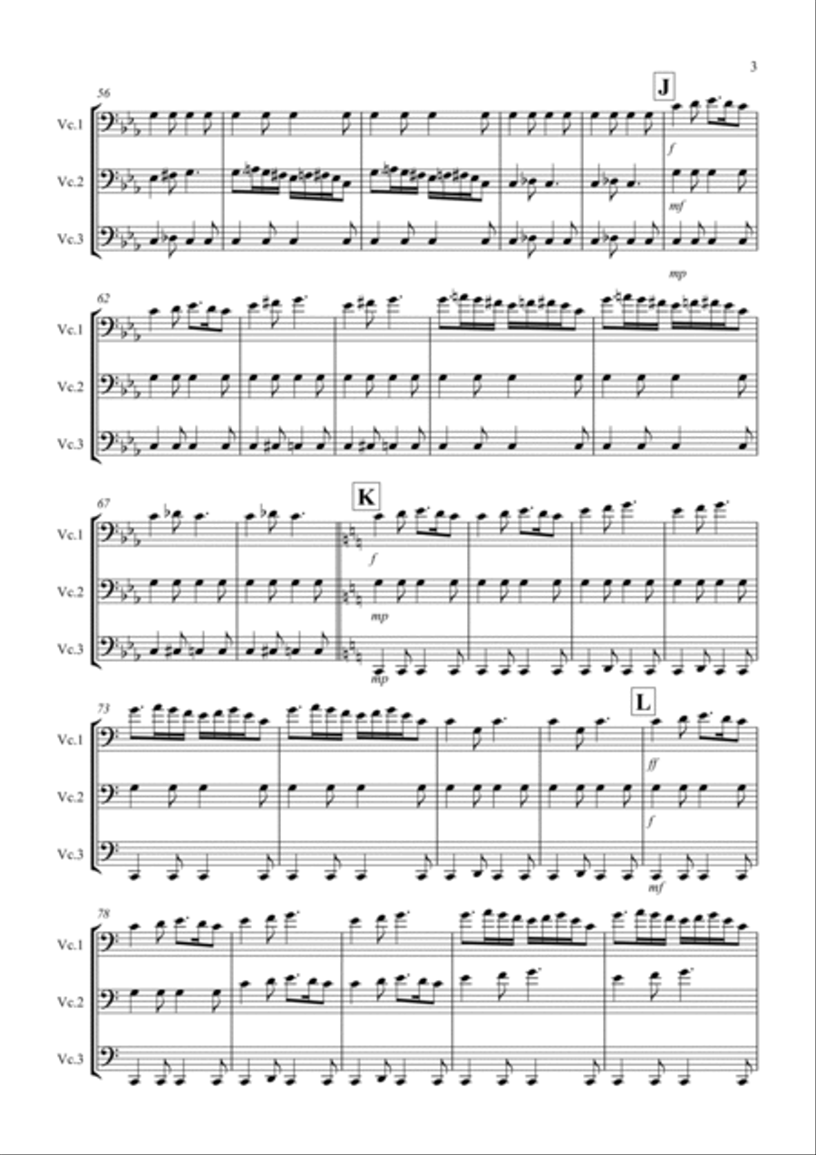Frere Jacques Gigue for Cello Trio Frere Jacques Gigue for Cello Trio Cello Solo scores gallery preview page 3