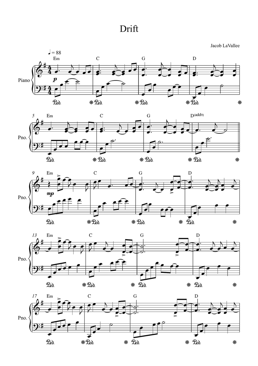 Drift Drift Piano Solo scores gallery preview page 1