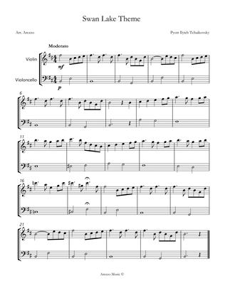 the swan lake theme for violin and cello sheet music for beginners