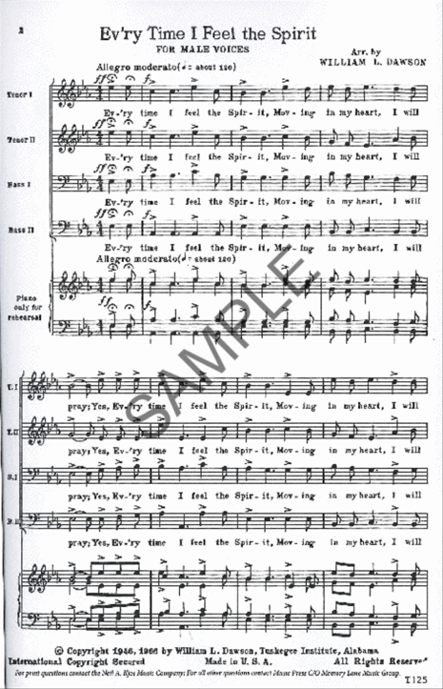 Ev'ry Time I Feel the Spirit TTBB TTBB scores gallery preview page 2