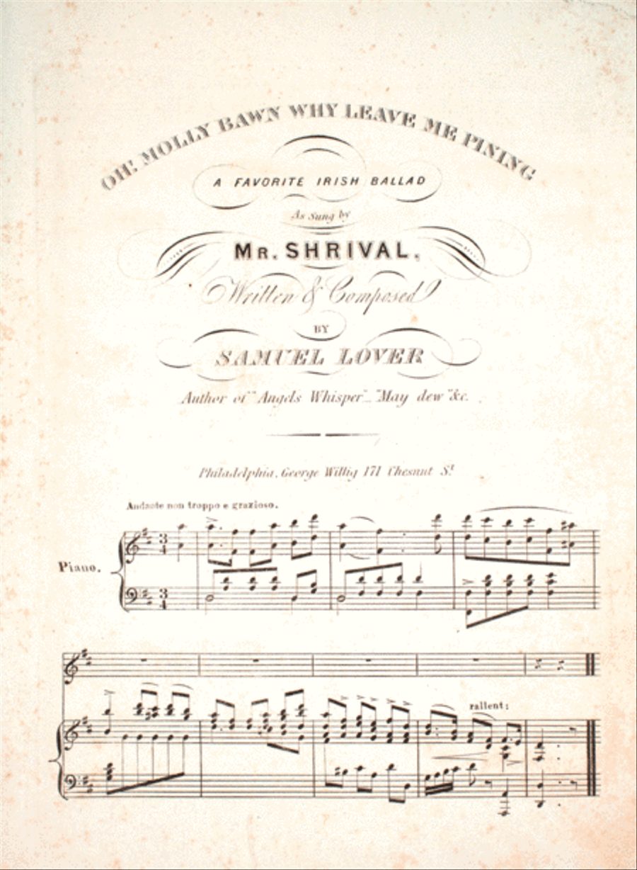 Oh! Molly Bawn Why Leave Me Pining. A Favorite Irish Ballad Voice scores gallery preview page 1