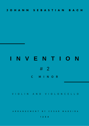 Book cover for Invention No.2 in C Minor - Violin and Cello (Full Score and Parts)