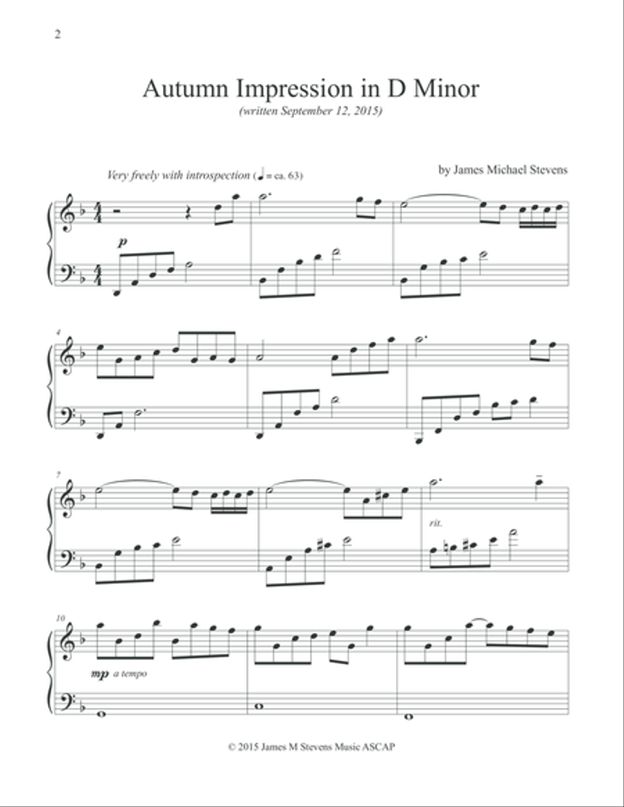 Autumn Impression in D Minor Piano Solo scores gallery preview page 2