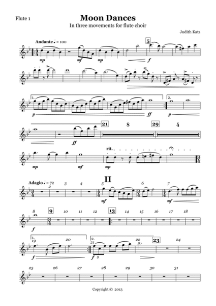 Moon Dances - for flute choir - Parts