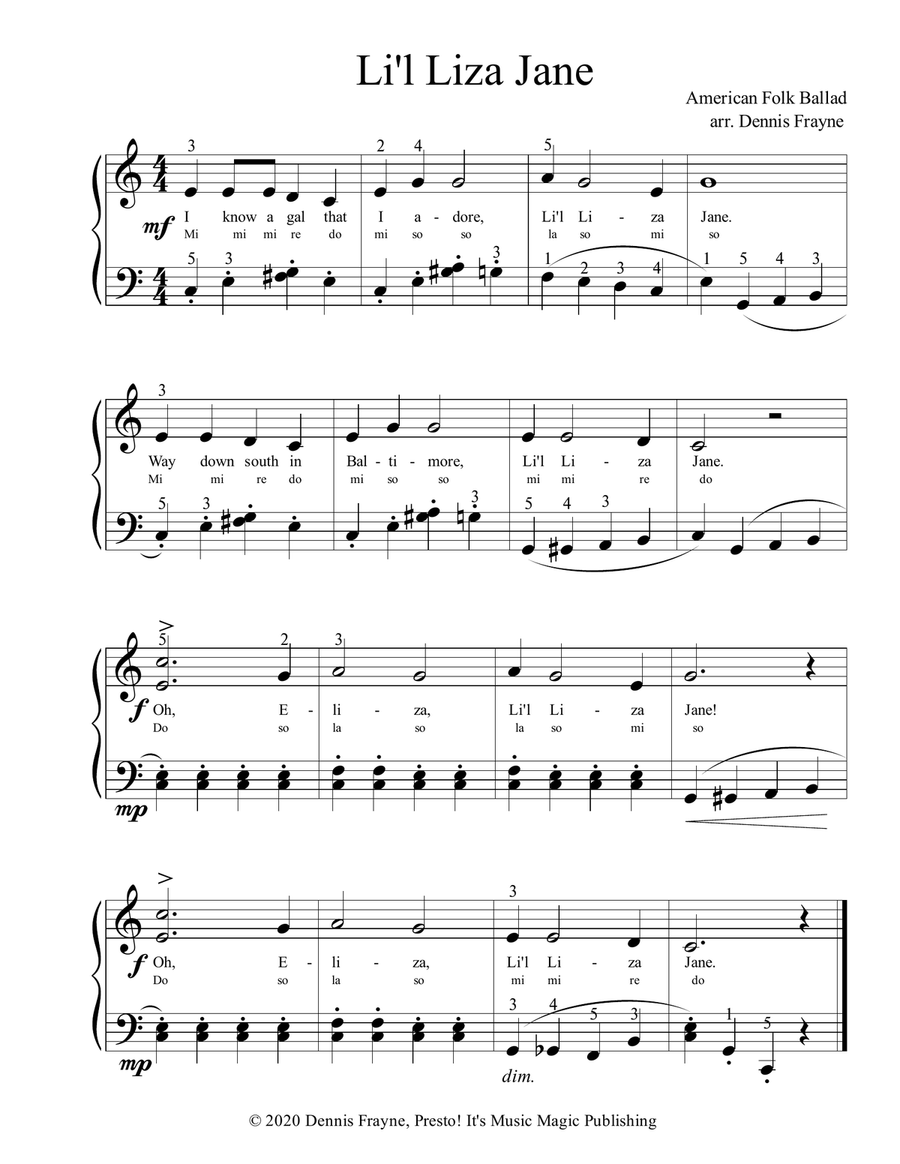 Li'l Liza Jane (Little Liza Jane) Piano, Vocal scores gallery preview page 1