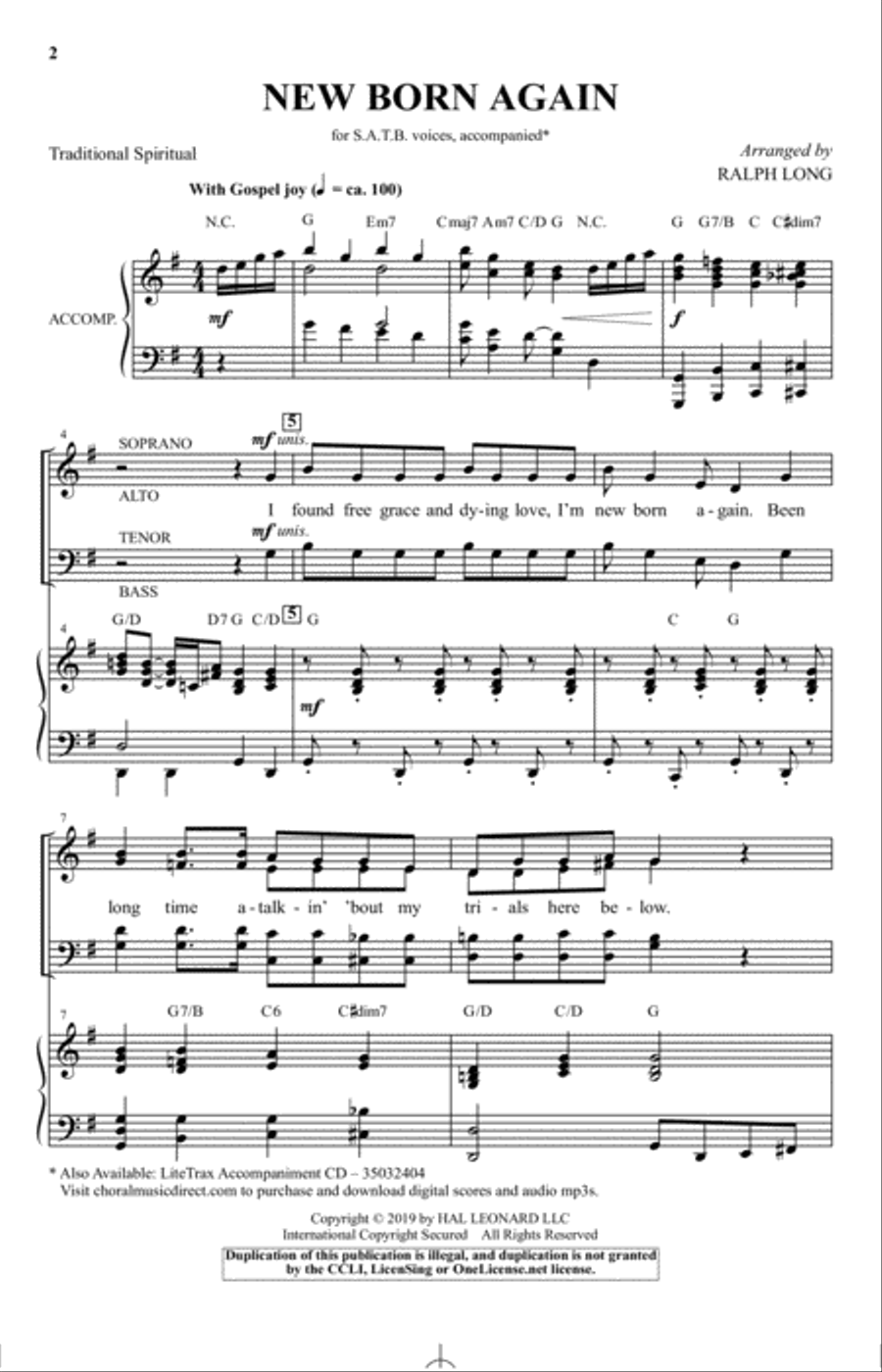 New Born Again (arr. Ralph Long) 4-Part scores gallery preview page 1
