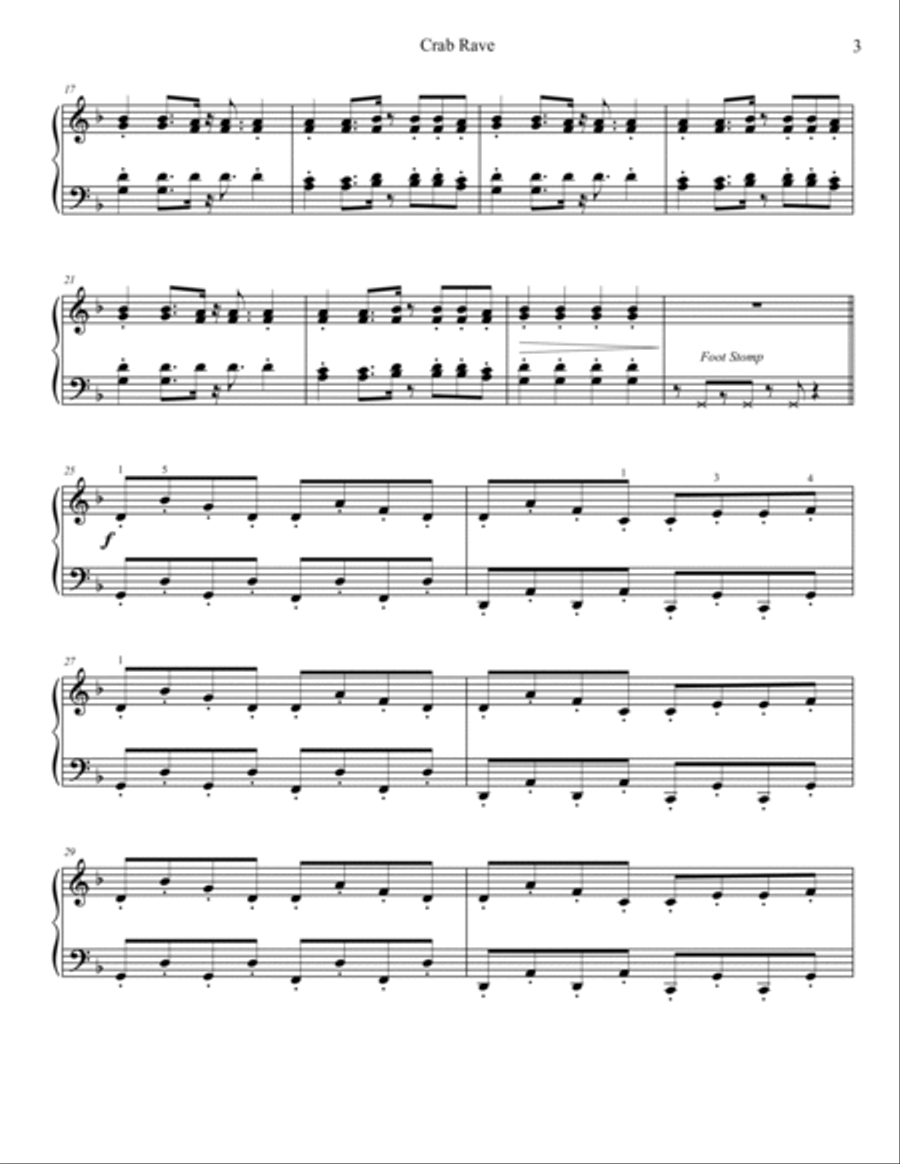 Crab Rave Easy Piano scores gallery preview page 3