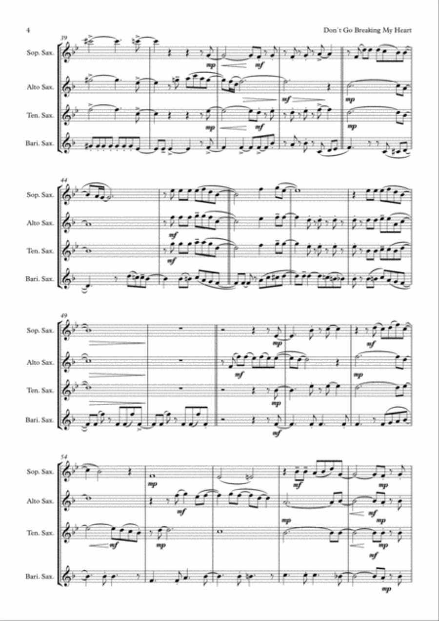 Don't Go Breaking My Heart Small Ensemble scores gallery preview page 4