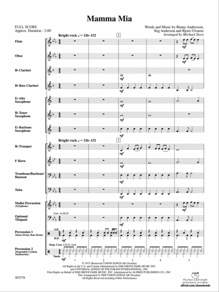 Mamma Mia Concert Band scores gallery preview page 2