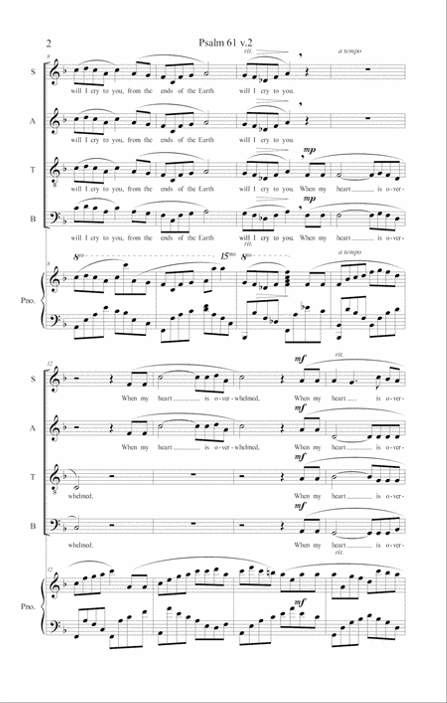 From the ends of the earth Psalm 61 v. 2 4-Part scores gallery preview page 4