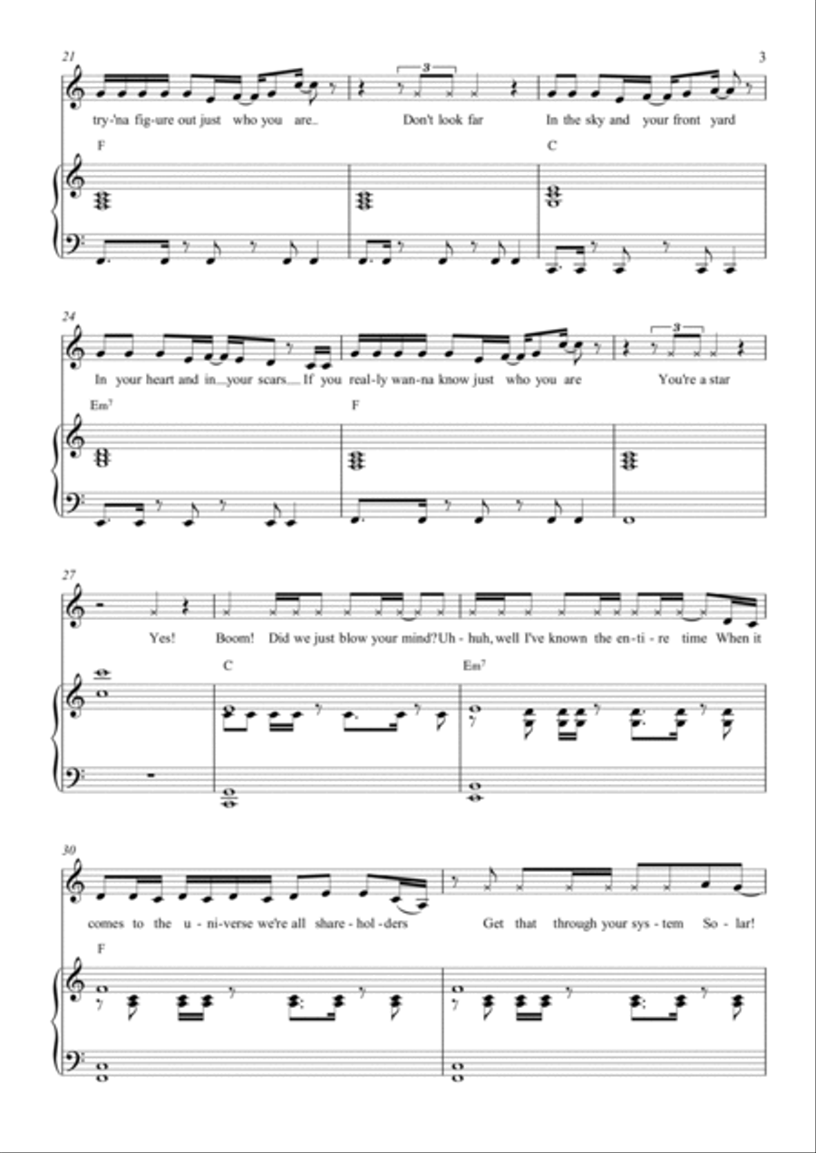 I'm A Star I'm A Star Piano, Vocal, Guitar scores gallery preview page 3