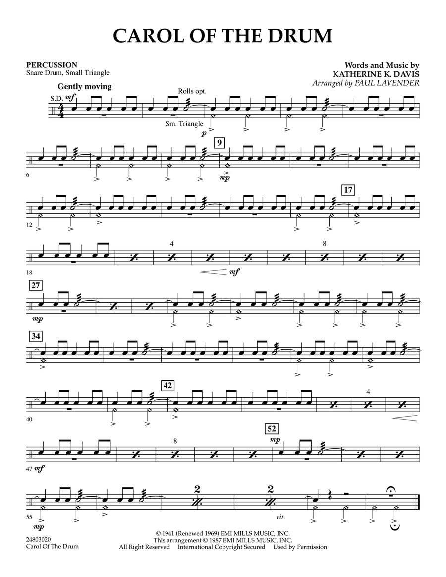 Carol of the Drum - Percussion Concert Band scores gallery preview page 1