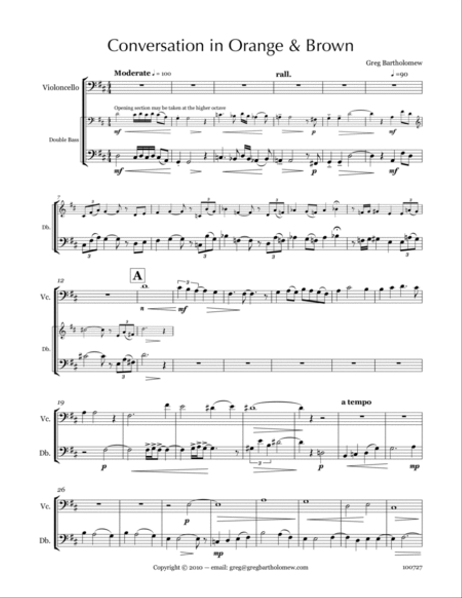 Conversation in Orange & Brown for cello & double bass String Duet scores gallery preview page 3