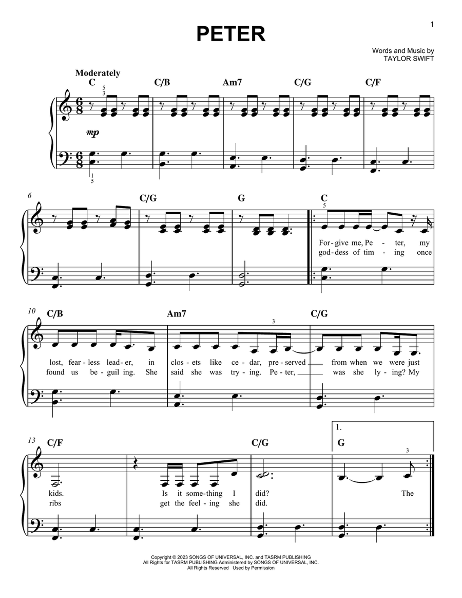 Peter Peter Easy Piano scores gallery preview page 1