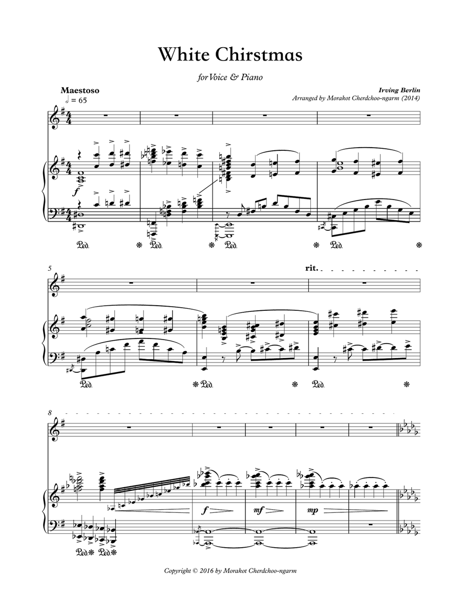 White Christmas Piano, Vocal scores gallery preview page 1