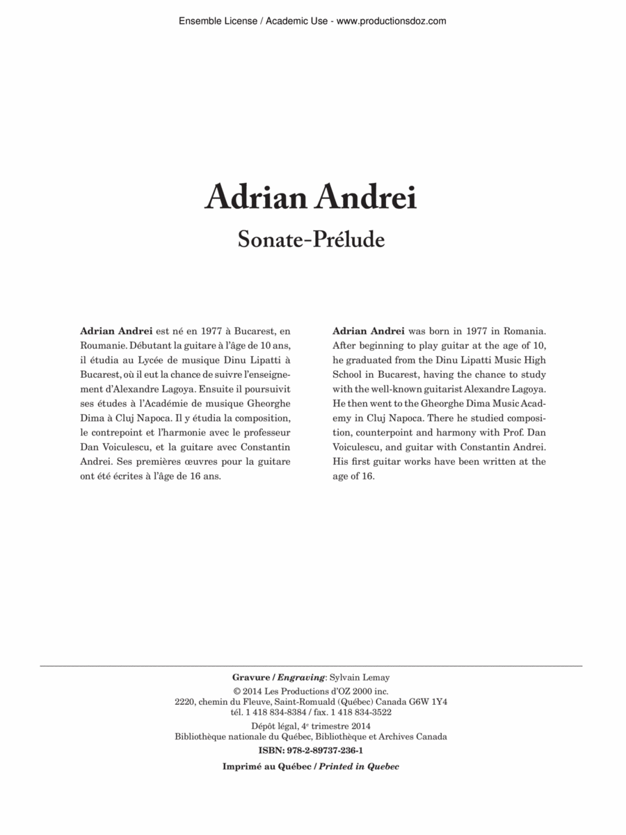 Sonate-Prélude Sonate-Prélude Classical Guitar scores gallery preview page 1