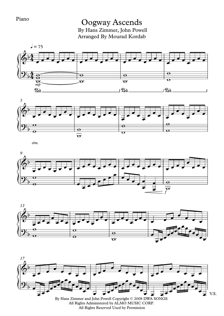 Oogway Ascends Piano Solo scores gallery preview page 1