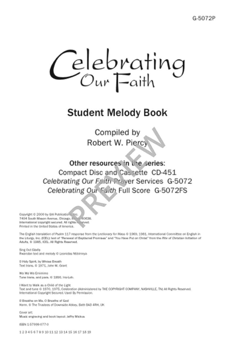 Celebrating Our Faith - Student Melody edition
