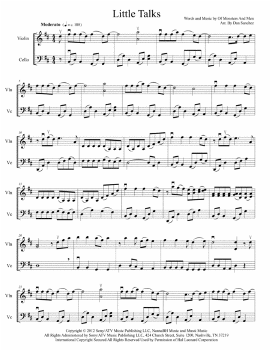 Little Talks String Duet scores gallery preview page 4