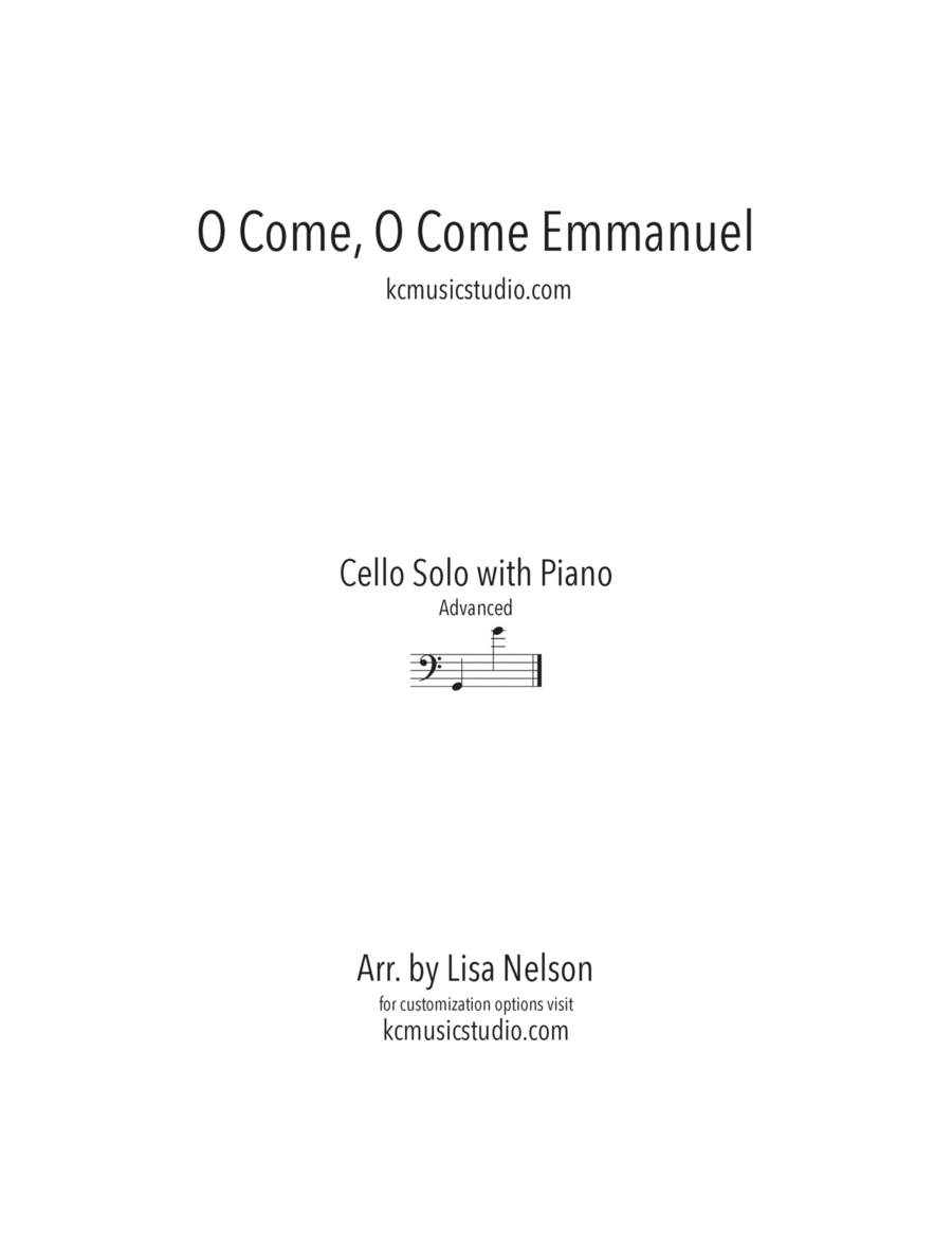 O Come, O Come Emmanuel Cello Solo with Piano Accompaniment image number null