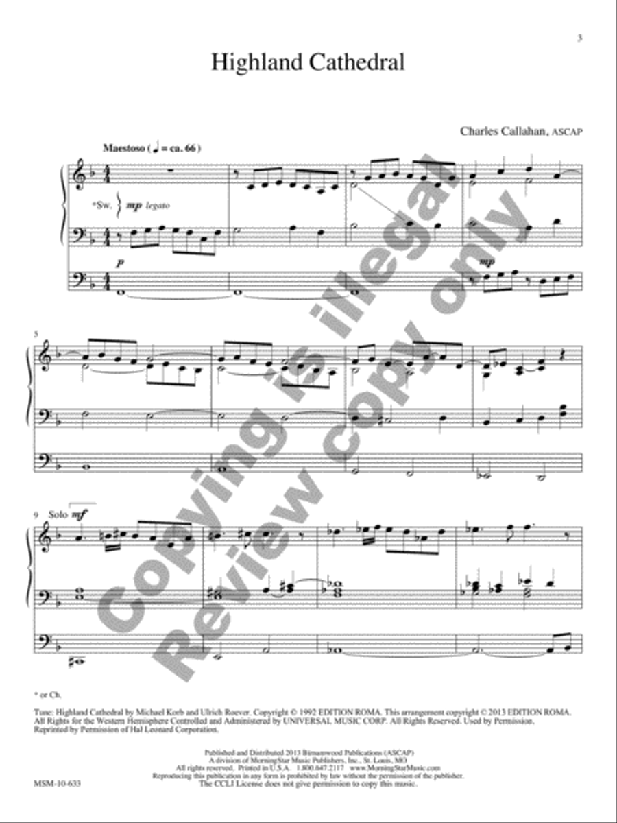 Highland Cathedral Organ scores gallery preview page 2