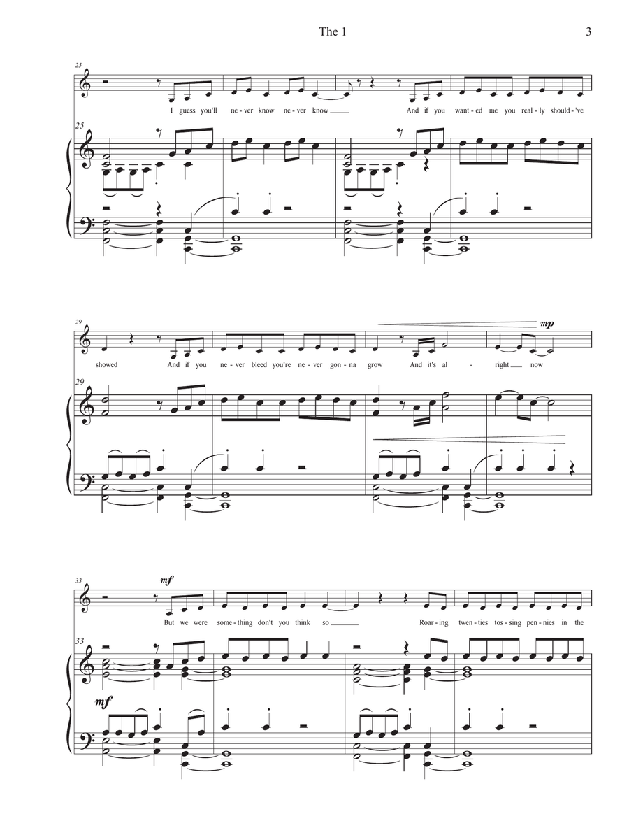 The 1 The 1 Piano, Vocal scores gallery preview page 3