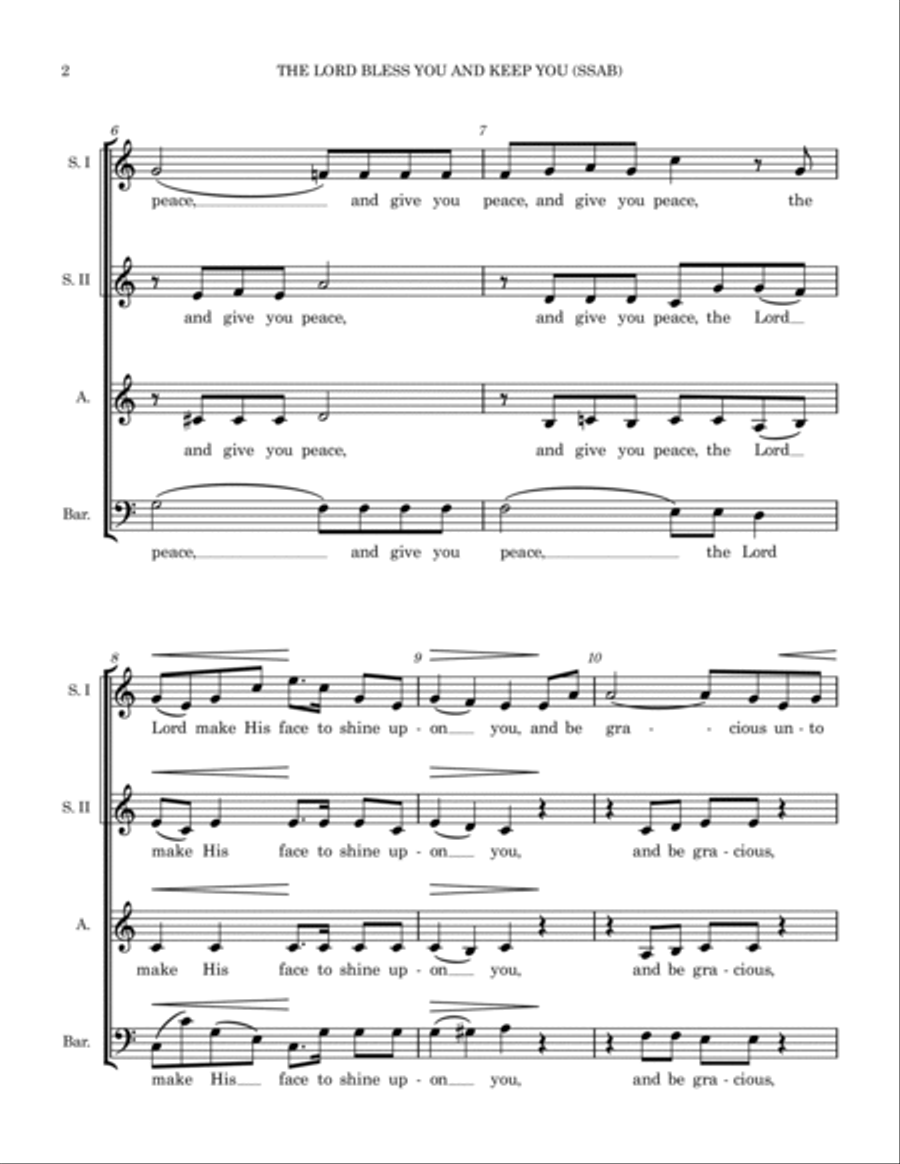 The Lord Bless You and Keep You (SSAB A Cappella) A Cappella scores gallery preview page 3