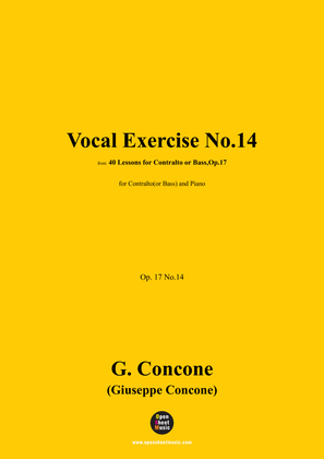G. Concone-Vocal Exercise No.14,for Contralto(or Bass) and Piano