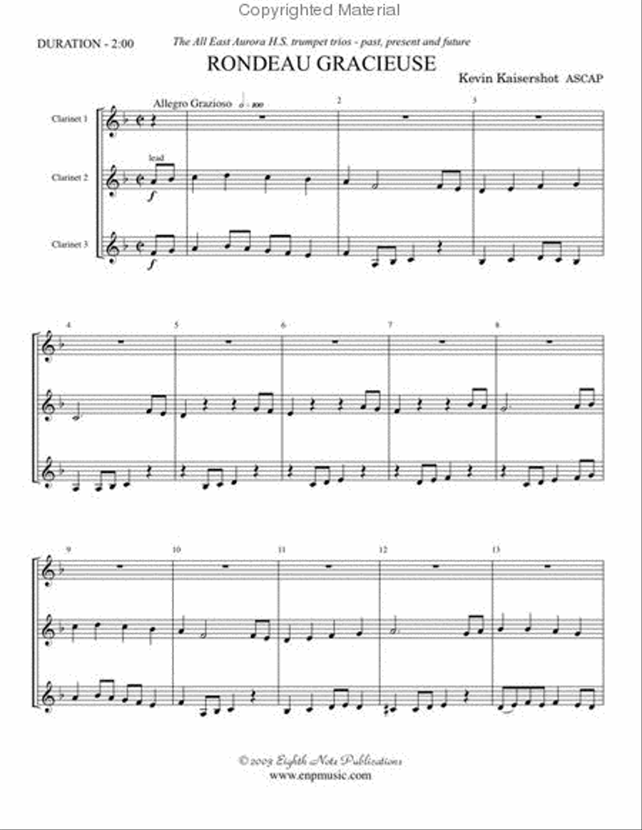 Rondeau Gracieuse Clarinet scores gallery preview page 2