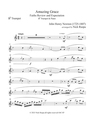Book cover for Amazing Grace (Bb Trumpet & Piano) - Trumpet part