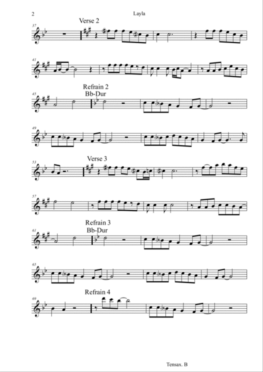Layla Tenor Saxophone scores gallery preview page 2