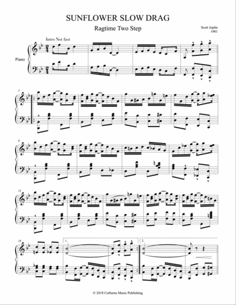 Sunflower Slow Drag - Joplin Easy Piano scores gallery preview page 1