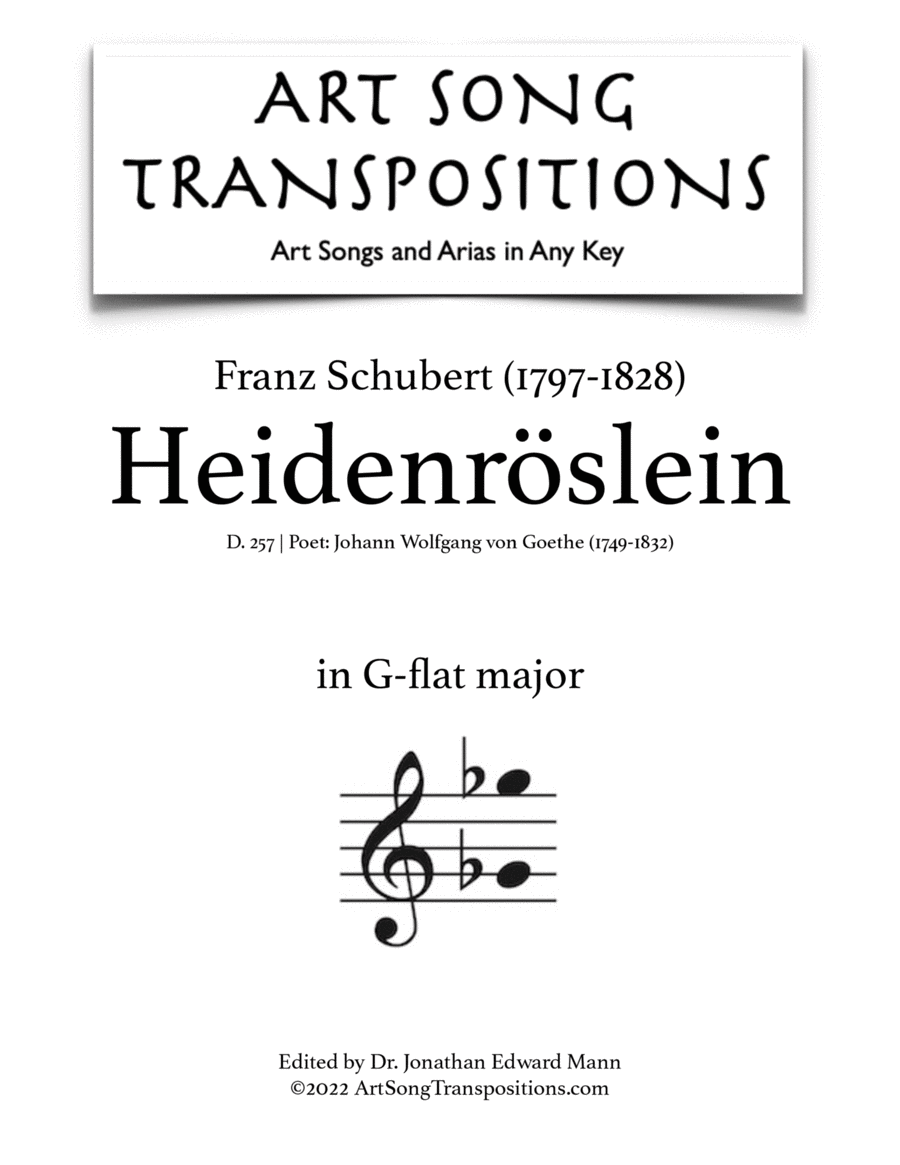 SCHUBERT: Heidenröslein, D. 257 (transposed to G-flat major)