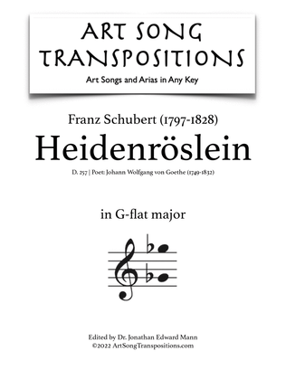 Book cover for SCHUBERT: Heidenröslein, D. 257 (transposed to G-flat major)