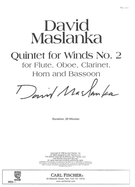 Quintet For Winds No. 2