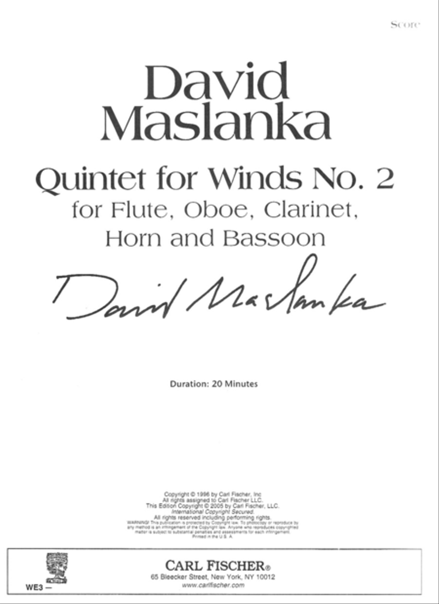 Quintet For Winds No. 2