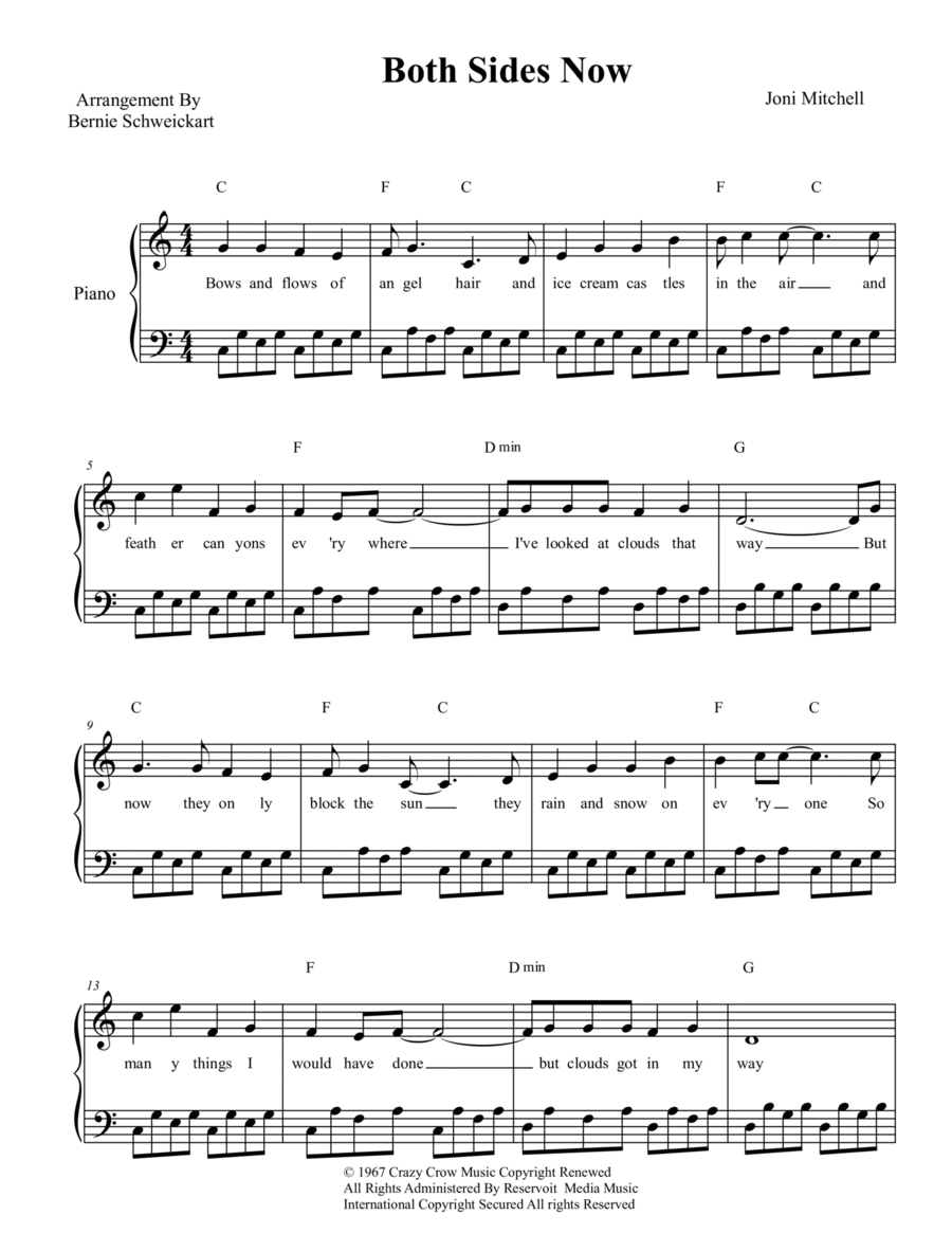 Both Sides Now Piano, Vocal, Guitar scores gallery preview page 1