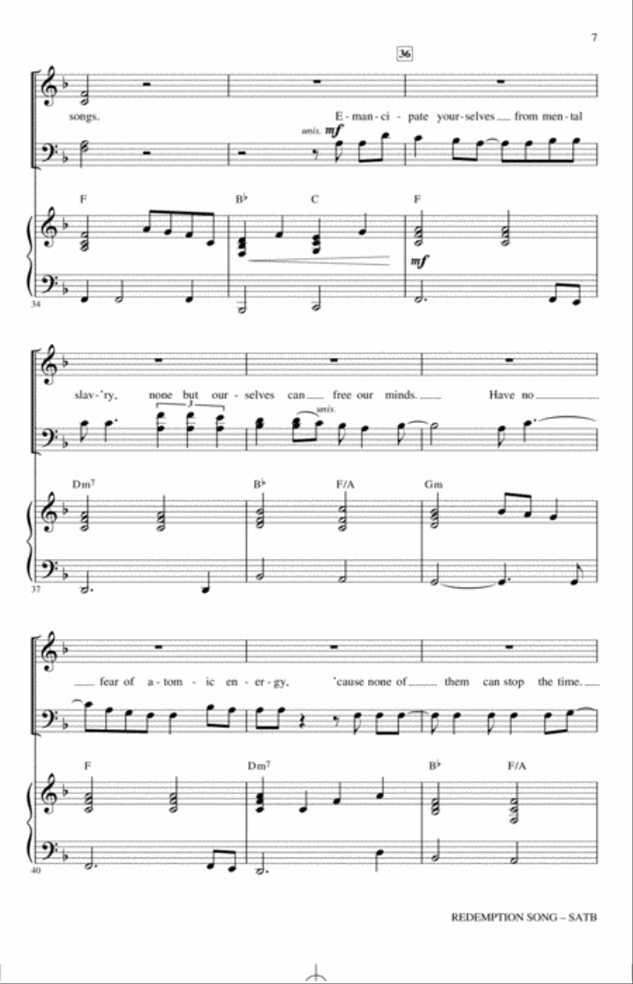 Redemption Song 4-Part scores gallery preview page 6