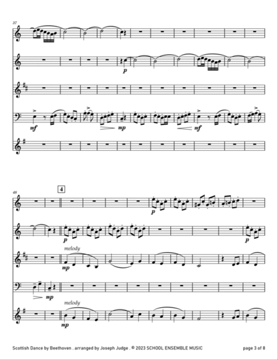 Scottish Dance by Beethoven for Woodwind Quartet in Schools Woodwind Quartet scores gallery preview page 3