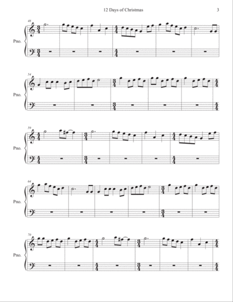 Twelve (12) Days of Christmas - Piano Easy Piano scores gallery preview page 3
