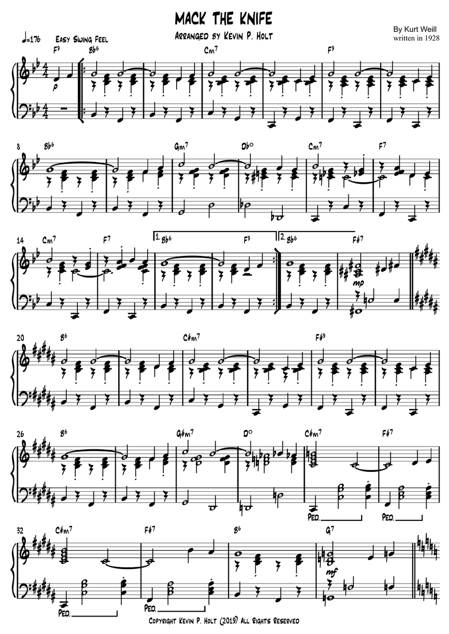 Mack the Knife Piano Solo scores gallery preview page 1