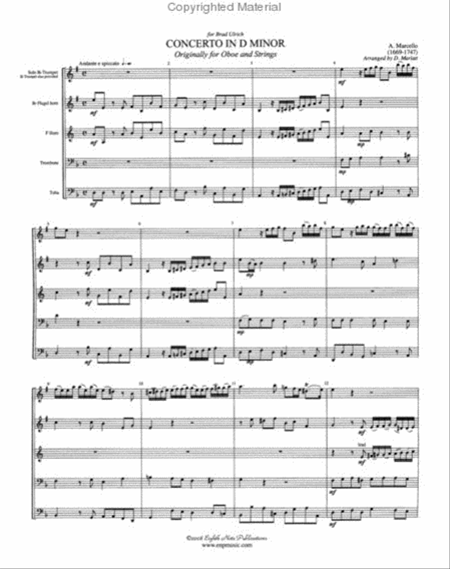 Concerto in D Minor Brass Quintet scores gallery preview page 2