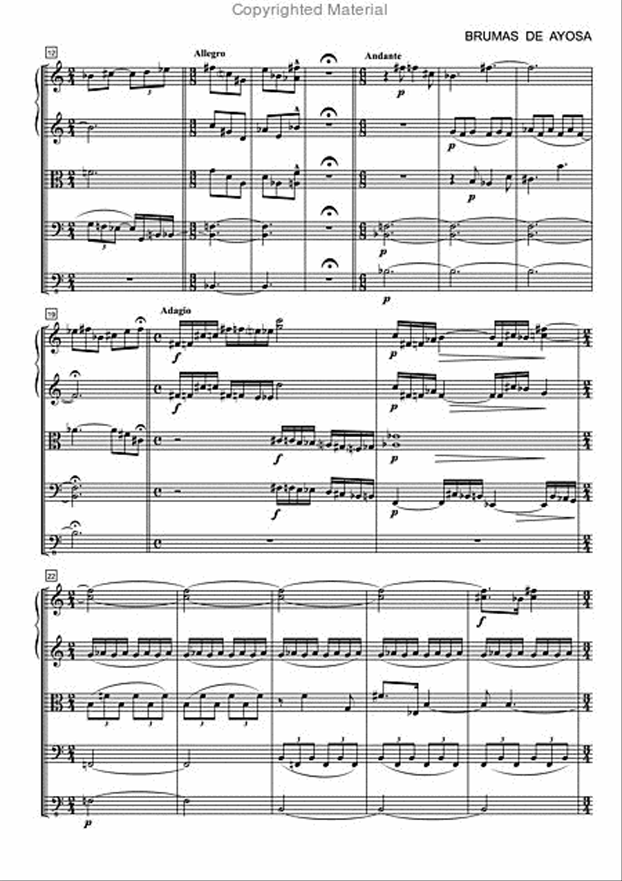 Brumas de Ayosa for String Quintet String Quintet scores gallery preview page 3