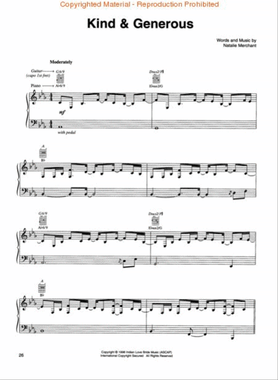 Natalie Merchant - Ophelia Piano, Vocal, Guitar scores gallery preview page 3