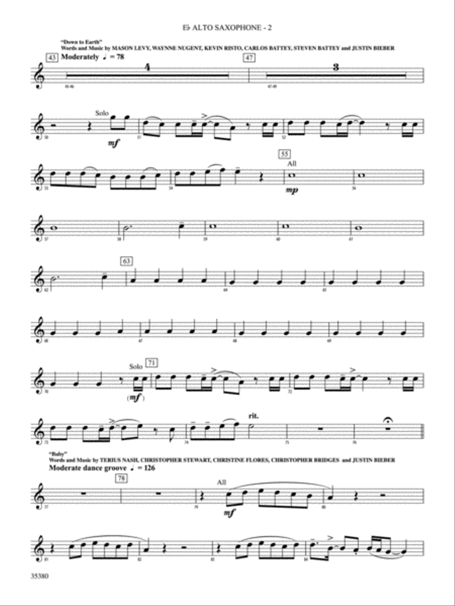 Baby!: E-flat Alto Saxophone Concert Band scores gallery preview page 2