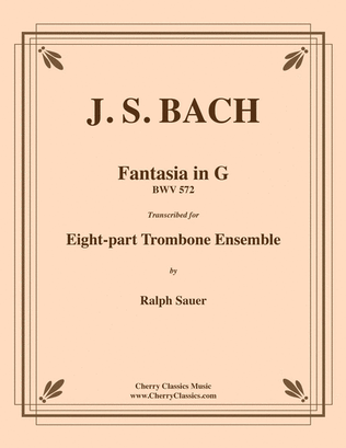 Book cover for Fantasia in G major BWV 572 for 8-part Trombone Ensemble